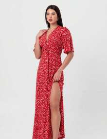 Red Pequiá Super Midi Slit Dress - 紅色 - 查看 4