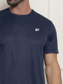 Dry Fit Basic Gym Short Sleeve T-Shirt Walking Crossfit Work Training Sport Football Running - 藏蓝色 - 查看 4