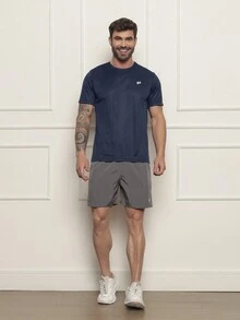 Dry Fit Basic Gym Short Sleeve T-Shirt Walking Crossfit Work Training Sport Football Running - 藏蓝色 - 查看 2