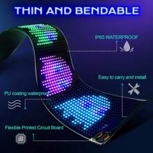 LED Car Sign, Programmable LED Matrix Panel FPCB USB 5V Flexible Screen Display Scrolling Sign APP Control Decoration Lights For Cars, Shop, Bar, Party Festival - USB Plug In - View 4