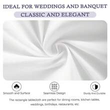 Mantel rectangular blanco de 152 x 264 cm, paquete de 6, 10 y 12 unidades, para mesas rectangulares de 1,8 m, de poliéster resistente a las arrugas y lavable, ideal para bodas y fiestas. - Blanco - Ver 6