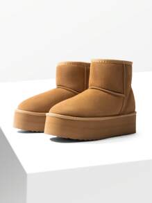 Women's 1.96 Inch Platform Ankle Winte Snow Boots Genuine Suede Classic – Faux Fur Lining Water-Resistant With DIY Bows,, Memory Foam Insole, And Anti-Slip Outsole Christmas Holiday Festive Maroon Boots - 紫紅色 - 查看 9