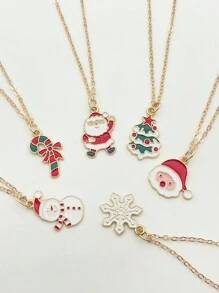 6 件圣诞系列女士链条项链，适合日常和节日佩戴 - 鏈條項鍊 - 查看 6