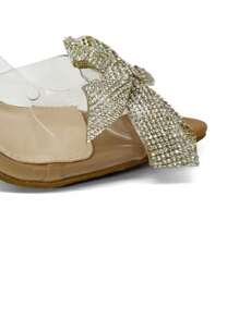 Sandały na obcasie RevReaL Stiletto ze szpiczastym noskiem i przezroczystą kokardką ze strasami Stylowe sandały na lato dla kobiet - Wielbłąd - Zobacz 2