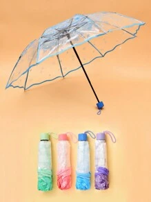 1把8根加厚透明PVC樱花折叠伞，男友情人节爱心图案，夏季降温，沙滩，旅行，春夏必备，伴娘礼物，房间，卧室装饰，沙滩，旅行，男女通用，度假，可爱小物 - 彩色 - 查看 2