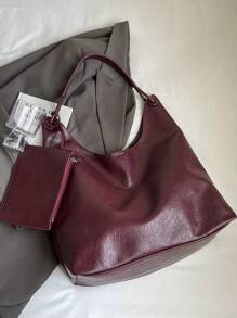Juego de 2 bolsas de mano estilo vintage con monedero incluido, gran capacidad, correa de hombro ajustable, bolso de hombro casual para mujer, bolso con inspiración retro
