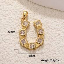 Delicado collar con colgante en forma de herradura de circonita, accesorios de joyería DIY para mujeres, colgante de cobre chapado en oro con circonita colorida, pulsera de , regalo para novia, amiga