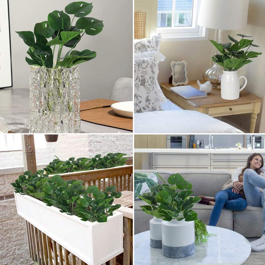 6 Bundles Fake Plants Artificial Tropical Palm Tree Faux Palm Leaves