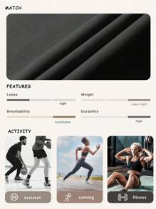 UZISER 青少年女孩服装女士户外训练健身跑步透气轻便快干宽松落肩圆领套头运动衫 - 黑色 - 查看 9