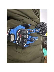 Motorcycle Gloves Motorbiker Motorcycle Long Finger Sports Outdoor Work Anti-Impact - Màu xanh lam - Xem 3