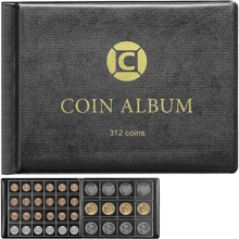 Album da collezione con 312 tasche (240 tasche da 3*3cm + 72 tasche da 4.6*4.6cm), album per collezionare monete, album di archiviazione per monete/francobolli/stemmi/adesivi, regalo di Natale, Pasqua, Capodanno
