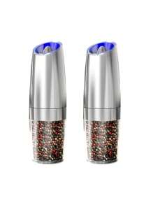 CLITON Graviry Electric Salt And Pepper Grinder Set Automatic Stainless Steel Salt And Pepper Grinder Set, Battery Operated, LED Light, Adjustable Coarseness, For Home Kitchen BBQ, Silver - Multicolor - View 11