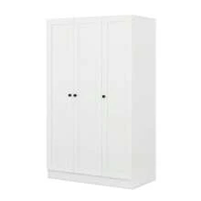 3-Door Shutter Wardrobe With Shelves, White