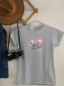 Women's T-Shirt Baby Look Glasses Flamingos Beach Stylish Cute Various Colors 100% Cotton - 灰色 - 查看 2