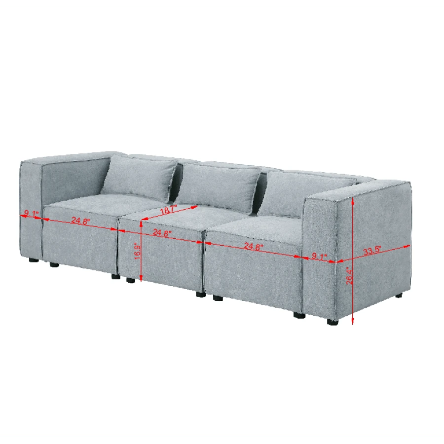 Modular Sofa BEIGE Chenille Fabric, Simple And Grand, The Seat And Back