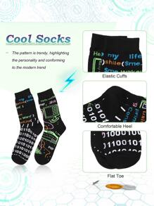 Lập trình viên, CNTT, Khoa học máy tính, Người yêu âm nhạc Tất Unisex, Phù hợp cho mọi mùa, Tất vui nhộn, Tất điên rồ, Tất nhiều màu, Ý tưởng quà tặng, Quà tặng Giáng sinh, Tất không đồng bộ, Tất chơi game mới lạ, Tất quà tặng Giáng sinh cho thanh thiếu niên, Bé trai, Bé gái, Nam, Nữ - Nhiều màu - Xem 3