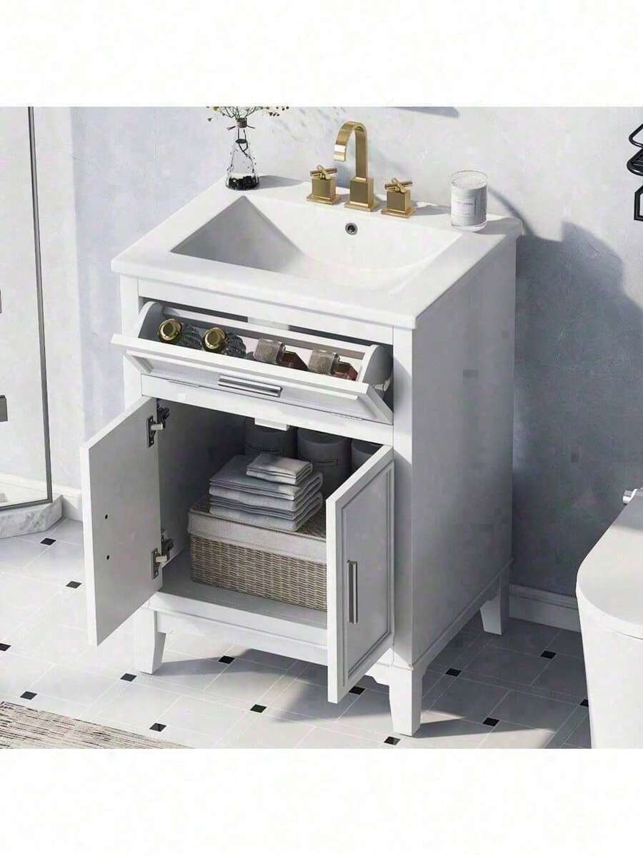 24" Bathroom Vanity With Sink, Bathroom Vanity With One Flip