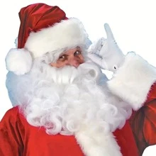 1 Pezzo Decorazione natalizia - Parrucca di Babbo Natale carina, sopracciglia, decorazioni per feste natalizie per uomo e donna, accessori di scena, accessori fotografici, regalo di Natale, scelta ideale per regali, traspirante, riutilizzabile, lavabile, con ponte nasale regolabile, in tessuto cubico confortevole