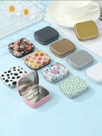 1pc Empty Tinplate Storage Case, Vintage Hinge Mini Box, Small Candy Case, Portable Packaging Tin Box, Outdoor Travel Supplies, Home Organization And Storage Supplies