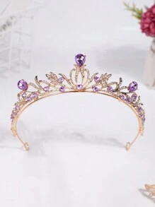 1 件时尚金属水钻 3D 皇冠头带，适合少女 - 彩色 - 查看 6