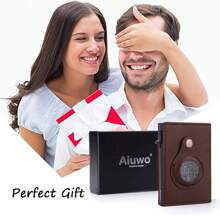 Ví da mỏng đơn giản siêu mỏng Aiuwo dành cho nam có ngăn đựng thẻ, Ví da mỏng gấp đôi dành cho nam, Tết Nguyên đán, Ngày lễ tình nhân, Mùa xuân, Mùa hè, Ngày lễ, Quà tặng du lịch - màu đen - Xem 5