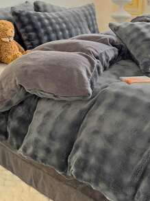3 Stücke minimalistisches, warmes, plüschiges Kristallsamtbezug-Set, hautfreundlich & weich, geeignet für Schlafzimmer und Gästezimmer