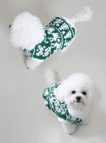 New Autumn/Winter Christmas Style Plush Sweatshirts With Leash Clip For Cats & Small Dogs, Short - Green - View 6