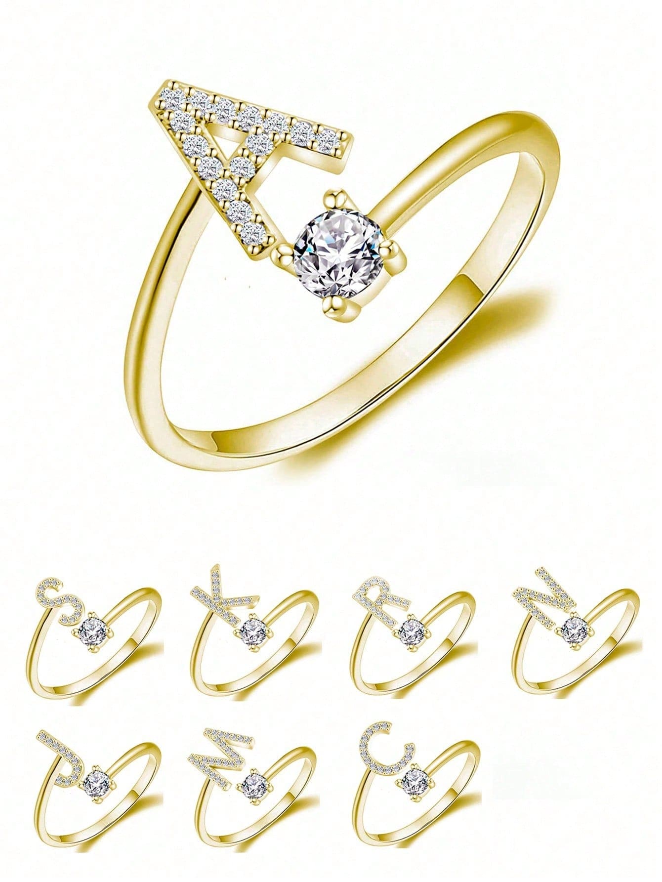 1pc Initials Letter A-Z Adjustable Ring For Women Sterling Silver Personalized Rings Fine Jewelry Birthday Gift