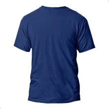 Shirt Men's Vintage T-Shirt Cotton Premium Shirt Fresh Mesh Combed Blouse Round Neck Lightweight Fabric Unisex - 藏蓝色 - 查看 4