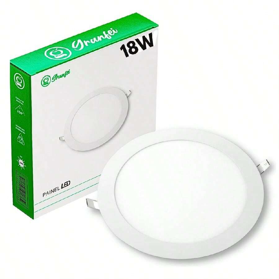 Kit 2 18w Led Ceiling Panel Square Round Recessed Light Cold White 6550K - 冷白圓 - 查看 1