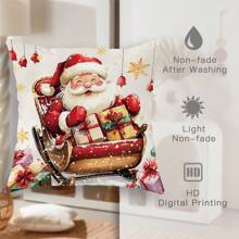 4 件装圣诞节圣诞老人雪人礼物球天鹅绒抱枕套农舍可爱红色绿色舒适柔软装饰枕套单面印花 18 英寸 * 18 英寸适用于圣诞节冬季客厅卧室沙发床装饰（无枕芯） - 紅色 - 查看 8