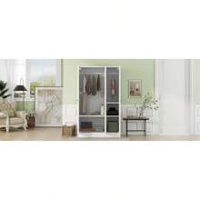 3-Door Shutter Wardrobe With Shelves, White