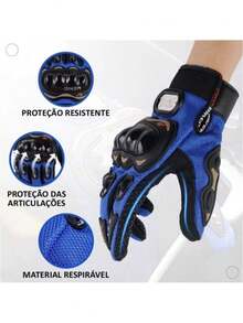 Motorcycle Gloves Motorbiker Motorcycle Long Finger Sports Outdoor Work Anti-Impact - Màu xanh lam - Xem 2