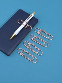 5pcs Rose Gold Metal Pen Clips, Multifunctional Pen Clips, Note Book Sticks, Paper Clips Stationery Tools Back To School,Back To School,School Supplies