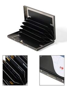 Ví đựng thẻ RFID kim loại nhôm siêu mỏng có thể in tên/chữ ký/ảnh tùy chỉnh cho các cặp đôi, quà tặng ngày lễ tình nhân/ngày của mẹ/sinh nhật - màu đen - Xem 4