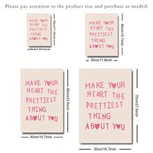 1/3Pcs Heart Quote Print Minimalist Heart Poster Aesthetic Living Room Art Love Wall Decor Feminine Art Print Girly Canvas Painting Optional Frame - A Frameless - View 3