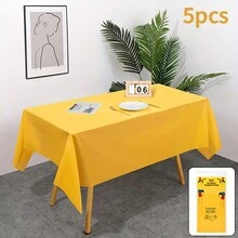 5 件一次性黑色塑料桌布，矩形防水塑料桌布，适用于派对、生日、婚礼、圣诞节室内或室外使用 - 彩色 - 查看 14