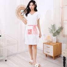 1pc Absorbent Soft Coral Velvet Bath Towel Pineapple Plaid Strap Casual Bath Skirt Home Bathing Women's Bathrobe - Multicolor - View 5