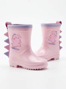 GentleChild Kids Rainboots, Cartoon Dinosaur 3D Design, Anti-Slip & Durable, Soft & Comfortable, One-Piece Waterproof Construction, Easy To Clean, Suitable For Boys, Girls, Children, Infants, Outdoor, Garden, All Seasons