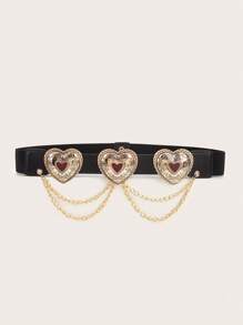 1pc Women's Elastic Waist Belt With Heart-Shaped Buckle Halloween Valentine's Day Summer, School
