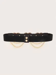 1pc Women's Elastic Waist Belt With Heart-Shaped Buckle Halloween Valentine's Day Summer, School