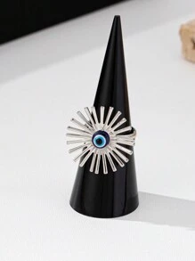A 2024 European And American Cross-Border Jewelry Fashion Devil's Eye Necklace, Earrings, Bracelets, Rings, Metal Hollow Flower Necklaces, Women's Runway Style Elegant Set