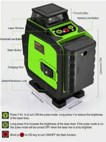 Clubiona 16 Lines Green Line Laser Working With Remote Control And Self-Leveling For Floor, Wall And Ceiling Laser - Khaki - View 4