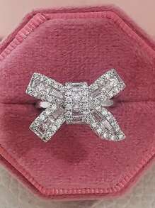 时尚蝴蝶结时尚戒指 适合女孩 情侣 爱情派对礼物 珠宝 批量销售 Moonso R5461 情人节、妈妈、母亲、母亲节、礼物 - 銀色 - 查看 4