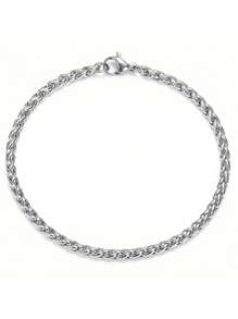 6pcs/Set Men's Stainless Steel Minimalist Fashion Chain Bracelets, For Daily Wear