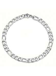 6pcs/Set Men's Stainless Steel Minimalist Fashion Chain Bracelets, For Daily Wear