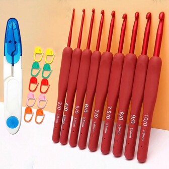 1 pieza-20 piezas Ganchos de crochet de aluminio anodizado de color aleatorio, agujas de tejer ergonómicas portátiles para DIY de bufanda, suéter