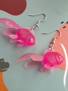 Aretes de pez hechos a mano, aretes de pez dorado de plástico de imitación, joyería extravagante, aretes raros, joyería de moda - pendientes de peces de colores - Ver 8