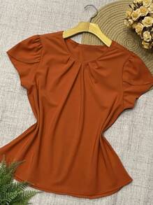 Women's Fashion Blouse - Burnt Orange - View 3