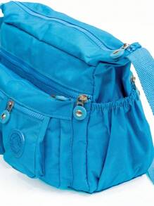 Women's Waterproof Causal Multilayer Medium Shoulder Messenger Bag W5004 - 藍色 - 查看 8